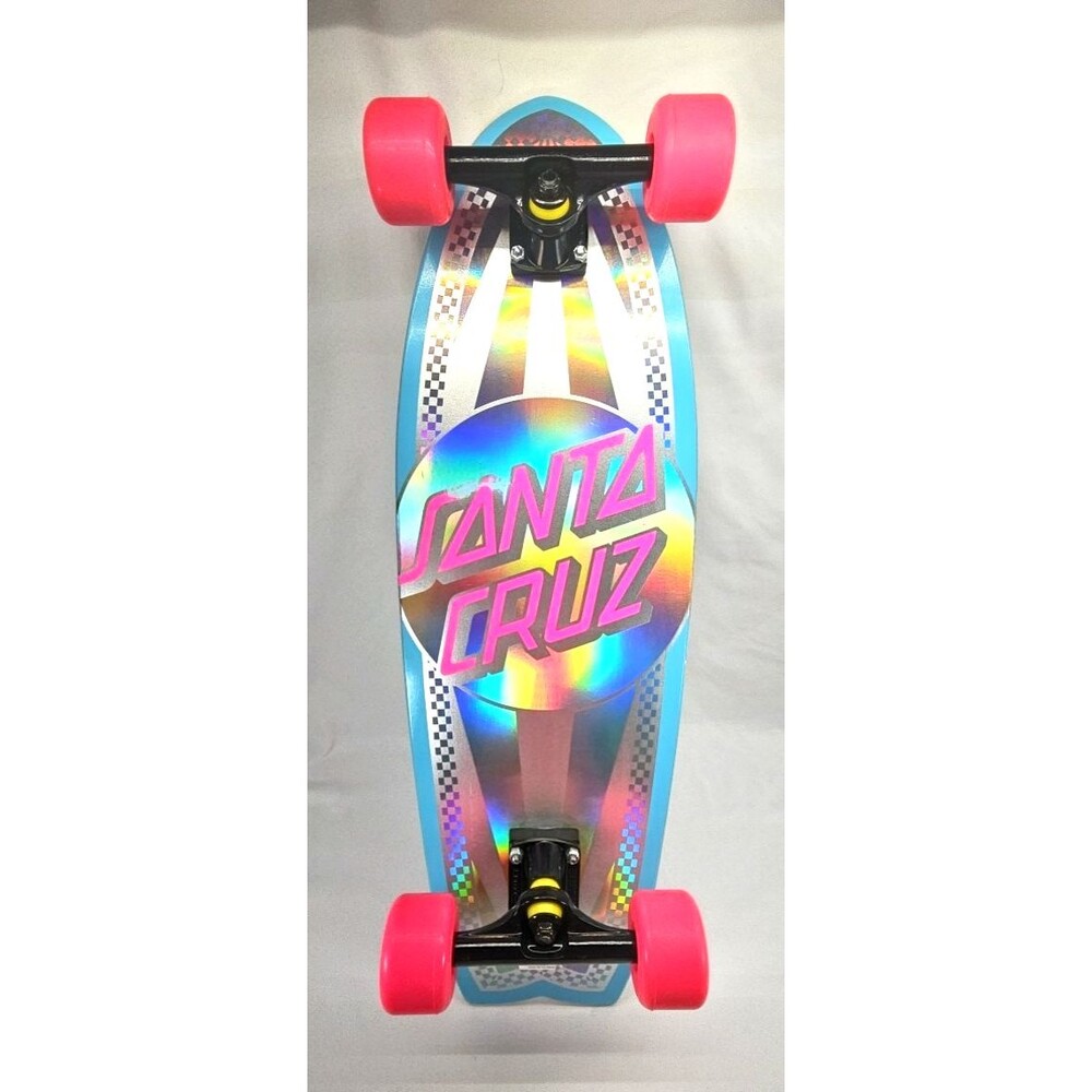 Santa Cruz Prismatic Dot Shark Cruzer Skateboard Silver Rainbow Foil Print 7-ply